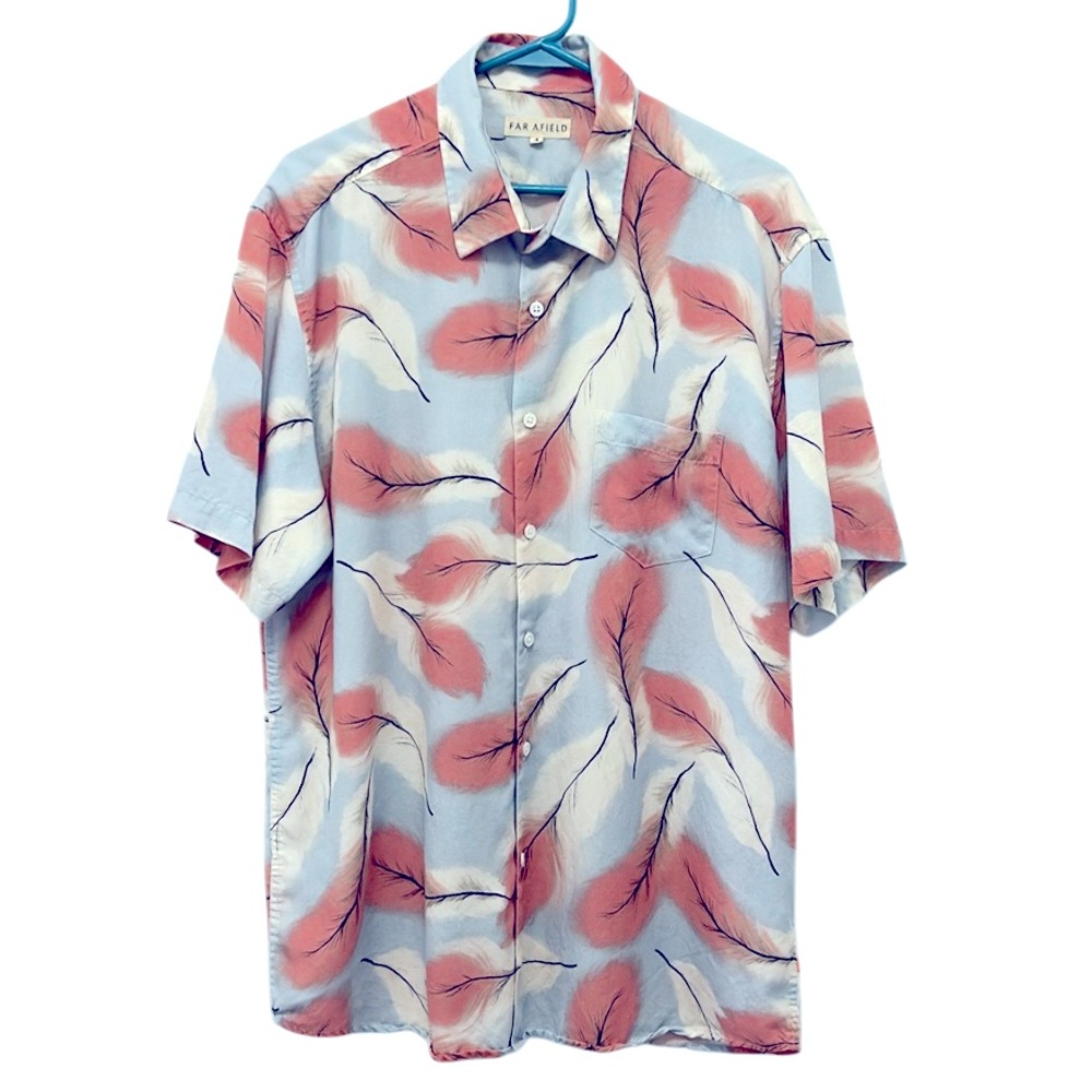 Far Afield Classic S/S Shirt Feather Tourmaline Button Down Men 4 / US XL